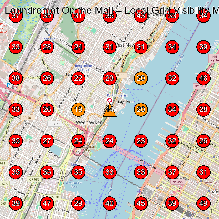 Laundromat On the Mall GeoGrid visibility map for Dry Cleaner in Union City